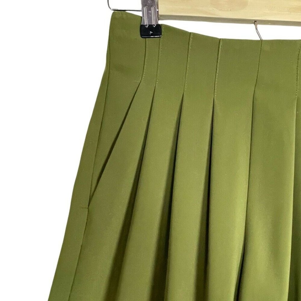 Topshop Palazzo Wide Leg Cropped Green High Waist Pants Size 0 - Picture 2 of 9